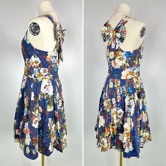 Sinequanone Floral Fit Flare Bow Dress Sz 6 Coquette Romantic Cottage Graduation - Picture 6 of 13